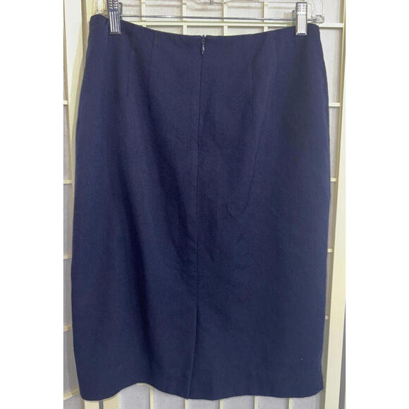 Pendleton Savvy Stretch Virgin Wool Skirt Navy Business Career Designer Luxury 6 - Picture 2 of 14